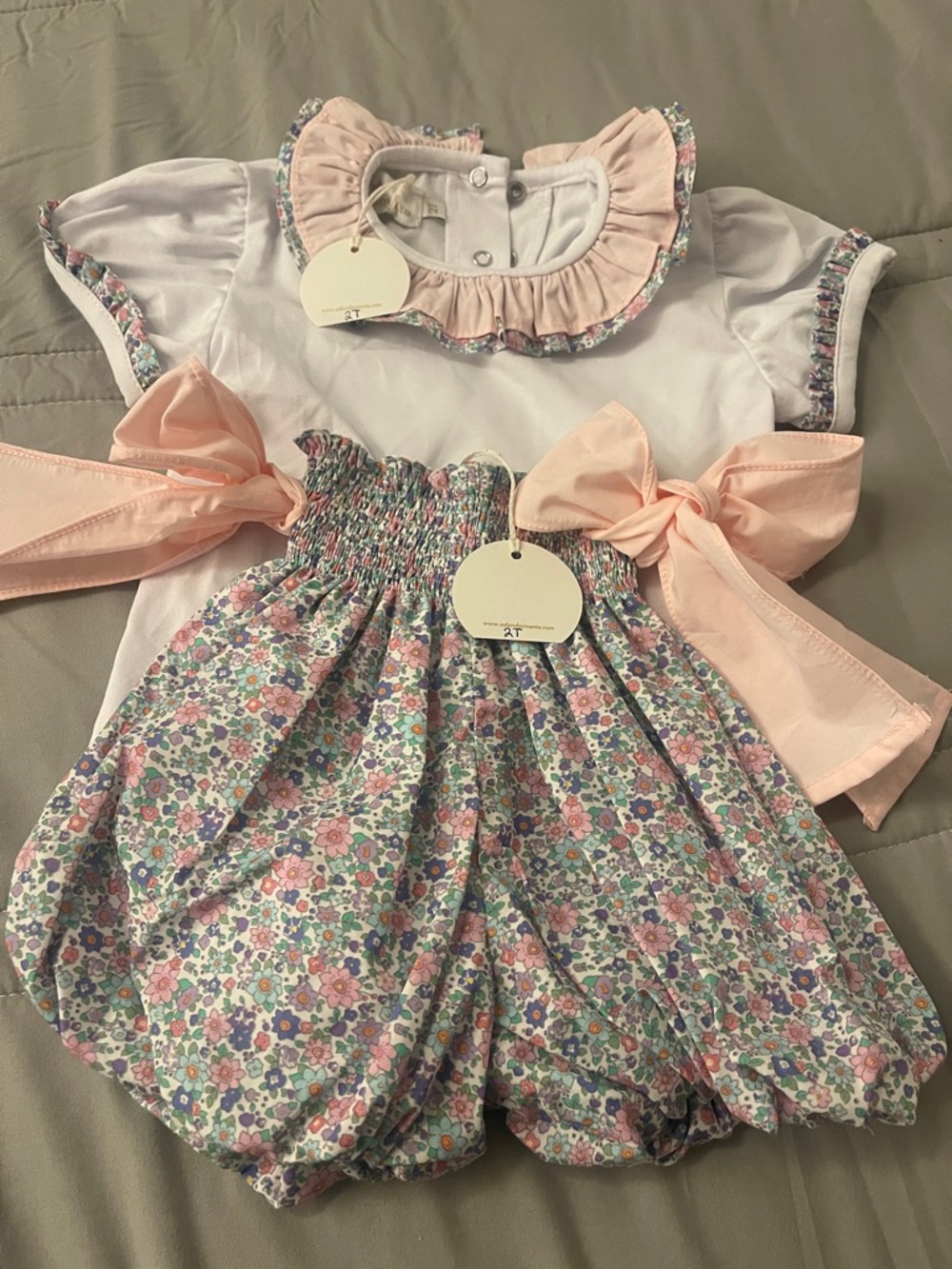 Sal & Pimenta Floral Bubble Set with Pink Ruffle Collar